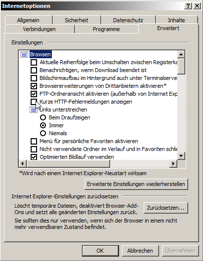 JSP (NetBeans 6.7) Alternativ muss man die fehlerfreundliche Darstellung des Internet Explorers umgehen.