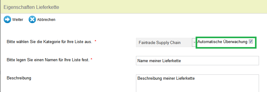 FAIRMONITOR: Meldungen Automatisierte Statusänderungsmeldungen FAIRMONITOR kann Ihnen automatisierte Meldungen senden, wenn sich der Fairtrade- Zertifizierungsstatus Ihrer Lieferanten/Kunden ändert.