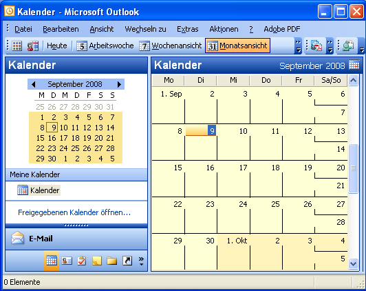 Beispiel für ein Kalender in Outlook OpenOffice 27.11.