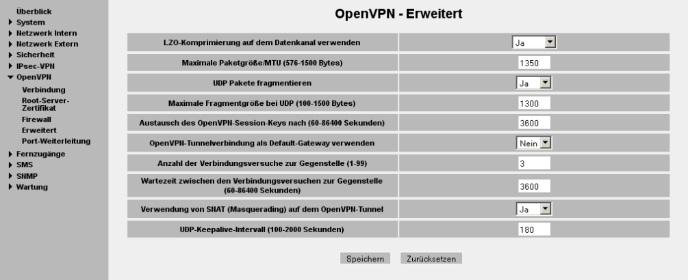 OpenVPN-Verbindung Werkseinstellung Gehen Sie bei der Einrichtung der Firewall-Regeln für die OpenVPN- Verbindung vor, wie bei der Einrichtung der Paketfilter-Funktion der allgemeinen Firewall (siehe