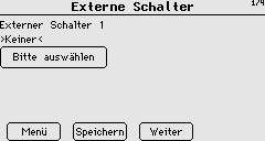 Solar-Log1000: Konfigurieren am Gerät Externe Schalter - Smart Metering (Erweitert/Externe Schalter) 1 Test neben der gewünschten Schnittstelle antippen 2 Schalter aus der Liste wählen Ein Fenster