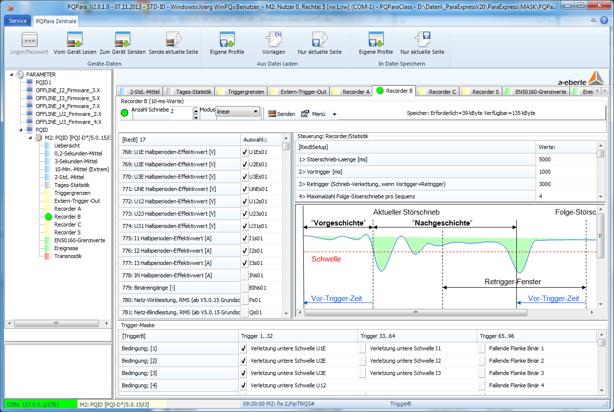 Das folgende Beispiel zeigt den ParaExpress-Start-Bildschirm in 'Blau': Anpassung der Parametrier-Software PQPara: Die Änderungen betreffen in erster Linie die Anpassung an die neue einheitliche