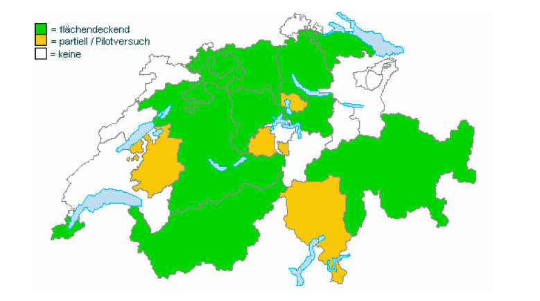 2 / 1 Einleitung Die folgende Figur 1 enthält einen Überblick über die Verbreitung von NPM in den Schweizer Kantonen.
