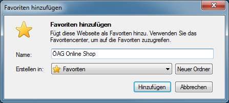 2. Speichern Sie den Direktlink als Favorit im Internet-Browser 2.1. Anlegen eines neuen Favoriten im Browser Öffnen Sie Ihren Internet-Browser (z.b.