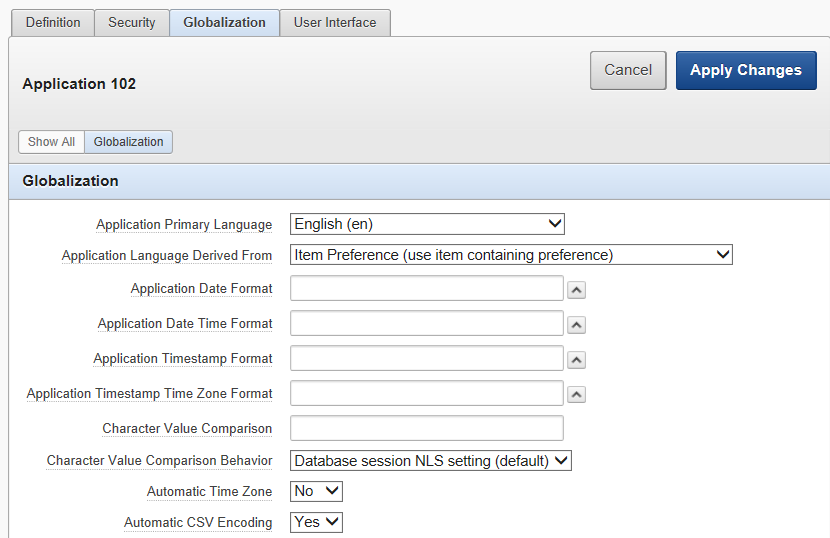 Mehrsprachigkeit Beispiel: Eine Applikation, die ein Formular enthält, die auf der Tabelle EMP basieren, soll auf Englisch und Deutsch zur Verfügung stehen.