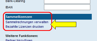 Hinweise Nun können Sie sich erneut einloggen und unter Lizenzen drucken die bereits bezahlten Lizenzen auswählen, die Sie drucken möchten.