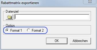 Export / Laptop: Counter Tabelle wird aus der Zentrale verwendet. Jetzt darf es beim Übernehmen der Daten keine Probleme geben. Die Rabattmatrix kann exportiert werden.