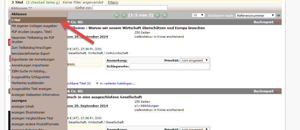 3. Versenden eines Teilkataloges 3.3 Sollen alle Titel mit den ausführlichen Titeldaten (bibl.