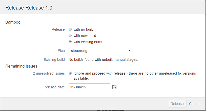 Deployment im Atlassian Ecosystem Ein Release in JIRA kann ein Deployment Projekt in Bamboo