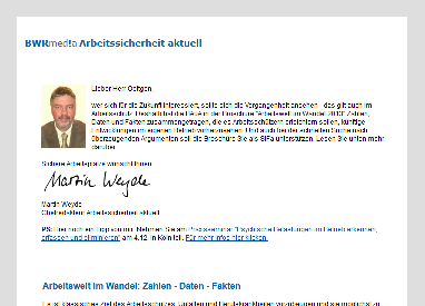 @e -mail newsletter Erreichen Sie Ihre Zielgruppe via Newsletter Personal & Entgeltabrechnung Business Digest Arbeitssicherheit Aktuell 11 Über 77.