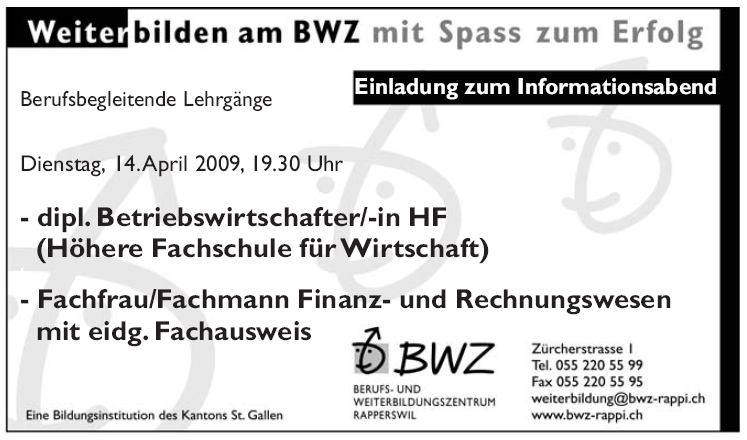 BWZ Rapperswil Informationen aus dem BWZ Weiterbildung Seite 12 WB Informatik-Ausbildungen Ein sicherer Umgang mit den Büroanwendungen wird für viele Tätigkeiten vorausgesetzt.
