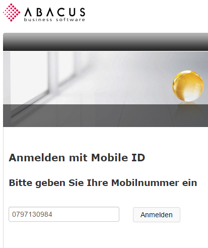 Einleitung 1.3 Wie funktioniert der Login via Mobile ID? 1. Aufruf des Links (z.b. https://abaweb.abacus.ch/suisseidcallidp?idp=abacus-mobileid-prod) Verbindung zum IDP.