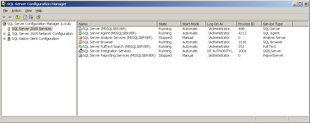 4 ServerView-Datenbank 4.4.2 Voraussetzung für das Ablaufen von Aufträgen Voraussetzung für das Ablaufen von Aufträgen ist, dass die folgende Dienste laufen und der Starttyp auf Automatic steht in