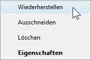 Die gelöschten Dateien/Ordner im Papierkorb Ob und wie die gelöschten Dateien im Papierkorb zwischengelagert werden, können Sie über die Eigenschaften des Papierkorbs einstellen.