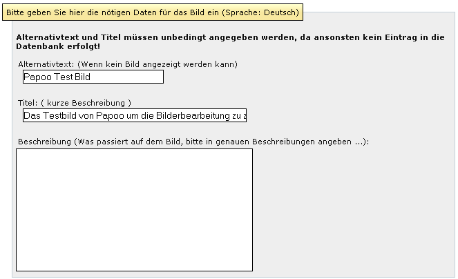 - Bilder und alt Attribute Alt und title müßen eingegeben