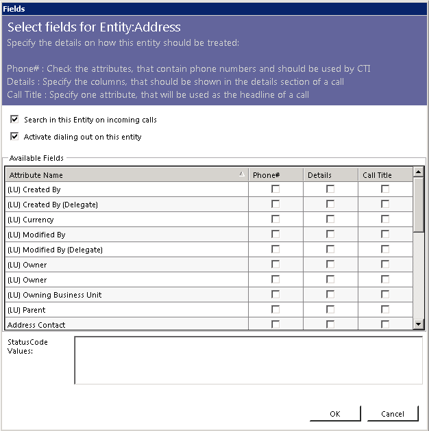 Wenn Sie eine Entität mit einem Doppelklick auswählen erscheint folgendes Fenster: In diesem Fenster