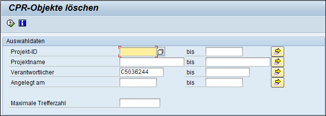 5.14 Objekte löschen Diesen Reprt finden Sie vm Bild SAP Easy Access OGSD aus über SAP Menü -> ILAP -> unter Kntinuierliche Prduktversrgung (CPR). 5.14.1 Verwendung Mit diesem Reprt können Sie gleichzeitig mehrere CPR-Objekte (Prjekte, Ergebnislisten und Prtklle) löschen.