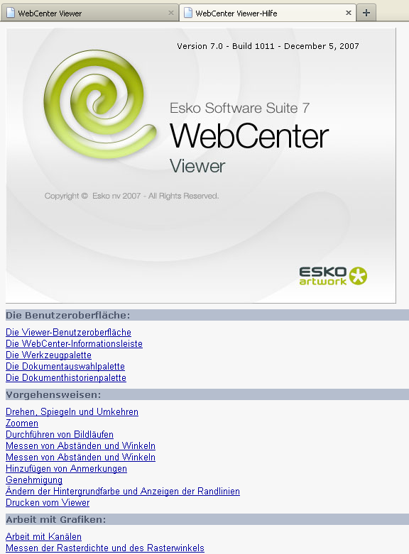 Bei Fragen zu WebCenter finden Sie eine ausführliche Hilfe über das Fragezeichen-Symbol (Hilfe-Seiten).