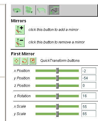 KAPITEL 1. UMSETZUNG 5 Abbildung 1.6: Sliders und QuickTransform Buttons. 1.4.