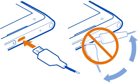 Erste Schritte 11 Gehen Sie beim Anschließen und Abziehen des Ladekabels vorsichtig vor, um den Anschluss des USB-Kabels nicht zu beschädigen.