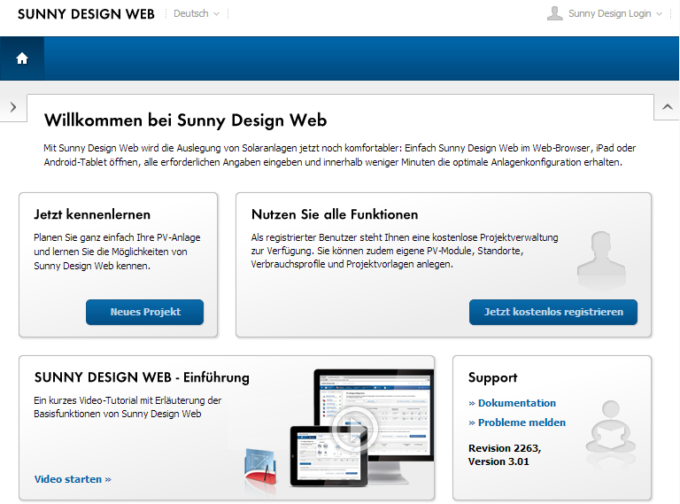 Auslegung durch Simulation Sunny Design Web und