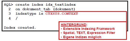 ORACLE TEXT Indizierung Unterstützung aller gängigen Datentypen - XMLTYPE,