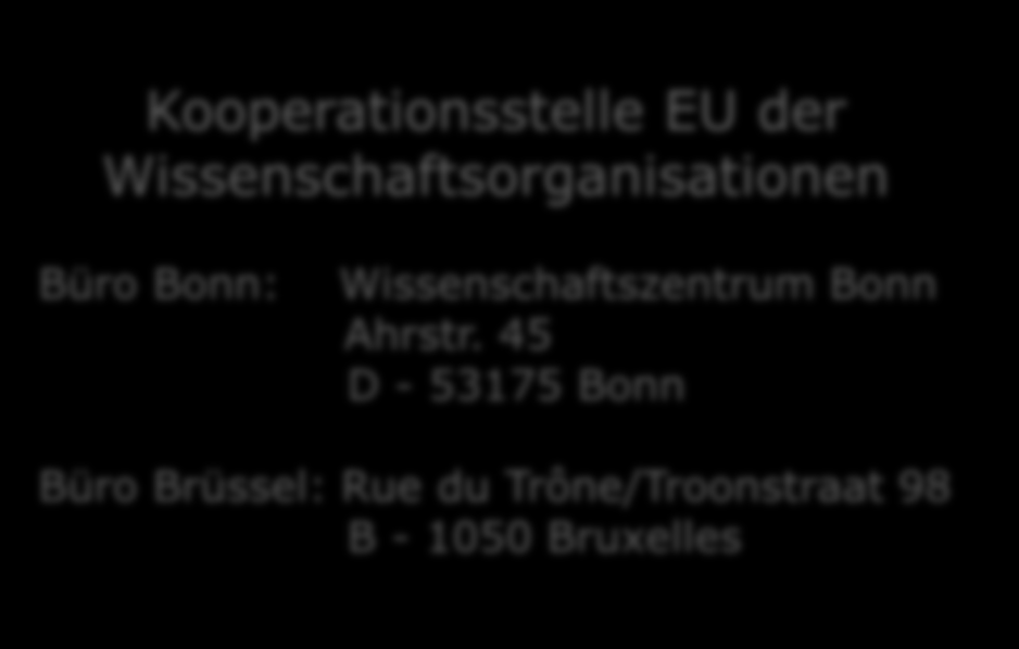 Kooperationsstelle EU der Wissenschaftsorganisationen Büro