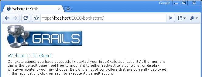 Eine Grails-Anwendung erstellen > grails create-app bookstore > cd