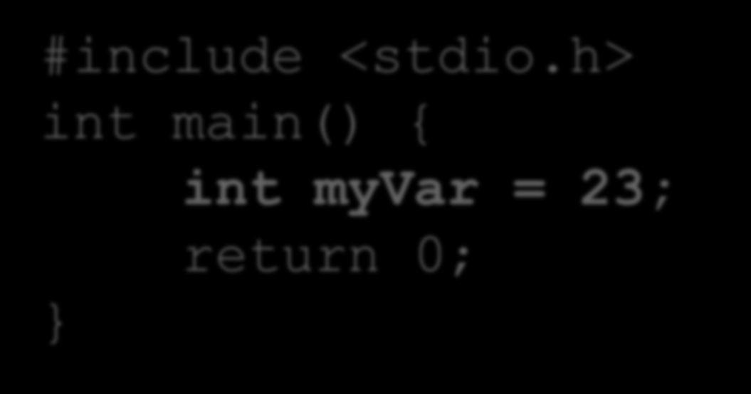 Variablen initialisieren Anweisung, die Compiler über Variable informiert #include