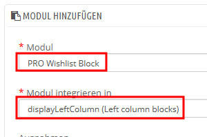 Block 'Wishlist' und die Suchformular (Front-Office) Definition Der Block verfügt über ein Suchformular (Suche nach einer Liste nach dem Namen), und ein Link auf die Listen verwalten.