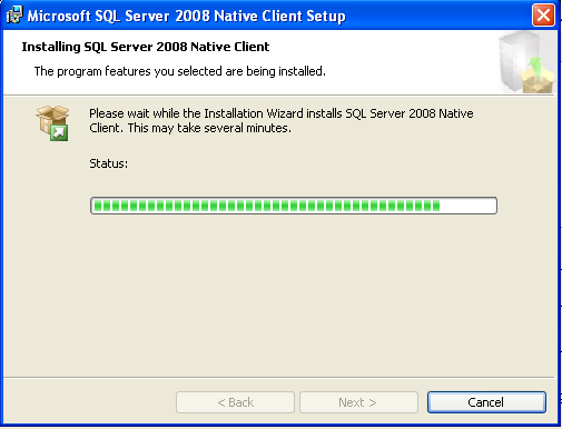 Nach erfolgreicher Installation wird die Schaltfläche Native Client für SQL Server