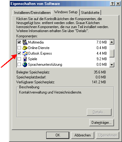 11 von 11 24.02.2010 12:09 (Abb. 27, Software - Installieren/Deinstallieren) Klicken Sie auf den Tabulator "Windows Setup&quot.