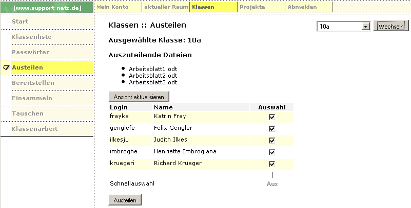 paedml Linux Auf der Seite Passwörter können die Passwörter der Schüler einer Klasse angezeigt oder geändert werden.
