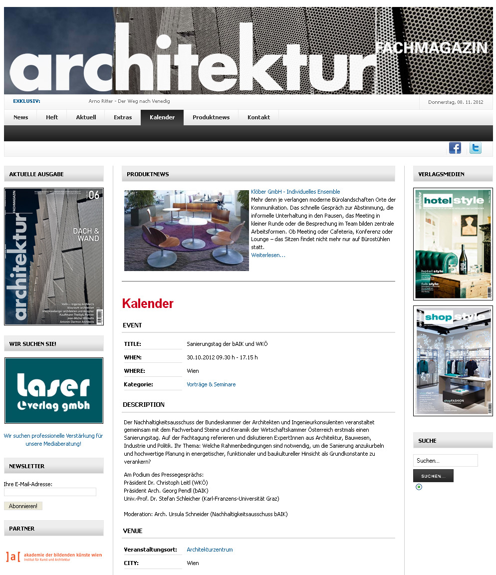 Kunde: Bundeskammer der Architekten und Datum: