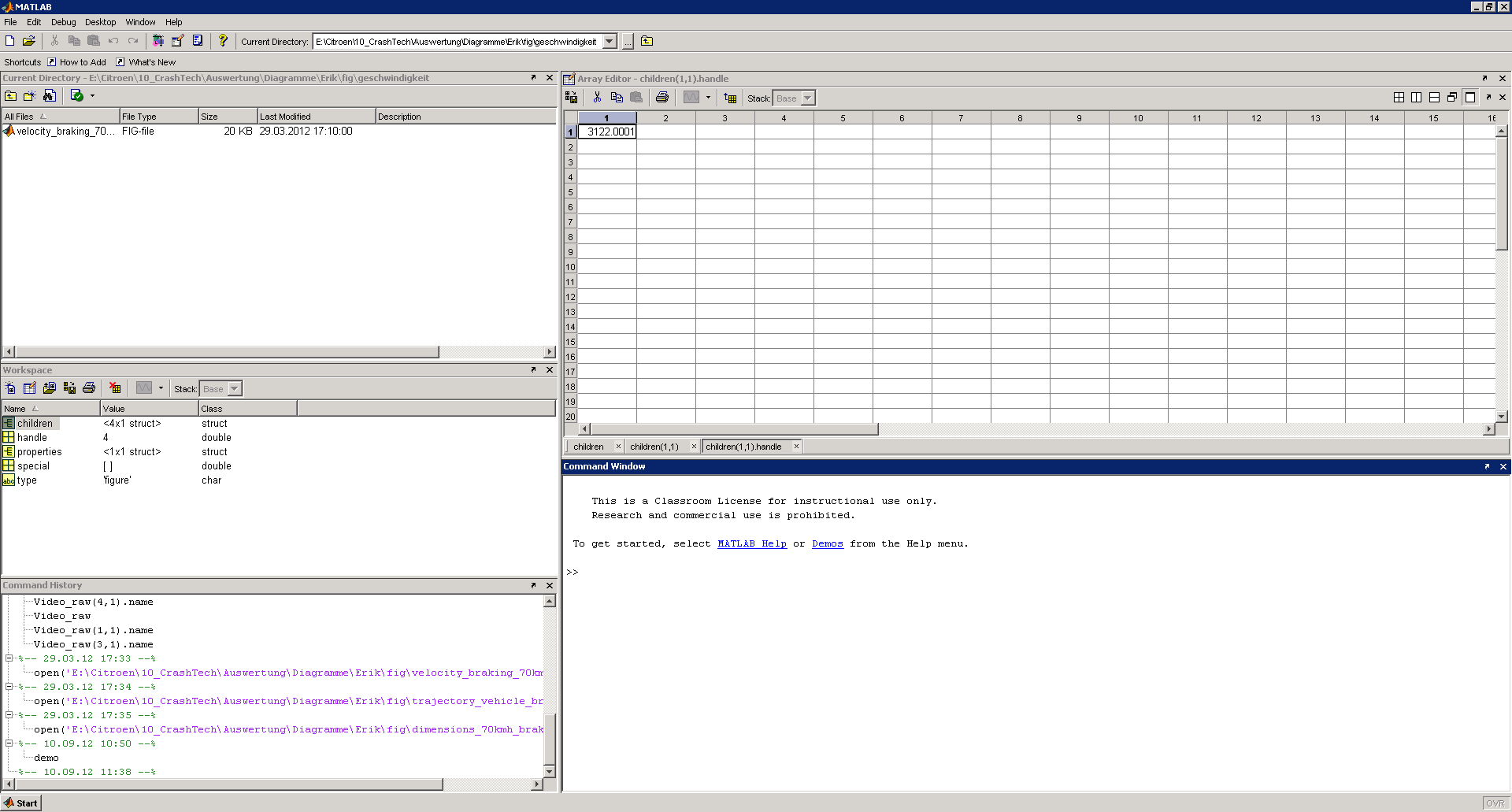 1.2.1 Benutzeroberfläche Aktuelles Arbeitsverzeichnis Menü Array Editor Kommandoverlauf