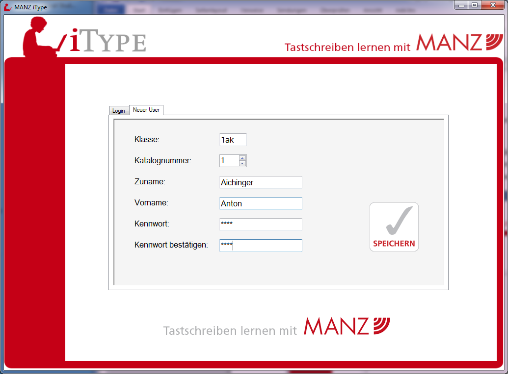 2. Programmstart 2.1. User anlegen Wenn Sie MANZ itype das erste Mal starten, arbeiten Sie mit einer leeren Datenbank ohne Benutzerkonten. Zum Starten des Programmes haben Sie zwei Möglichkeiten: 1.