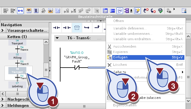 Schritte programmieren 4.9 Schritt S6 Transport Labeling - Aktionen und Transitionen 5.