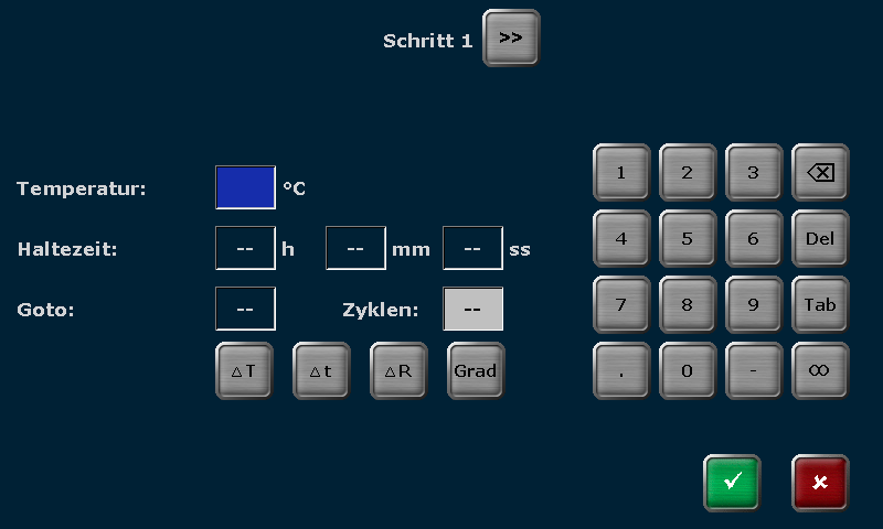 Tabellarischer Programmierbildschirm Grafischer Programmierbildschirm Geben Sie einen Programmnamen ein.