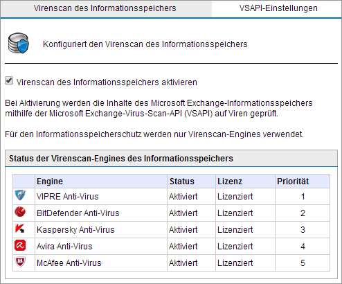 Screenshot 52: Knoten für den Informationsspeicherschutz 2. Wählen Sie auf der Registerkarte Virenscan des Informationsspeichers die Option Virenscan des Informationsspeichers aktivieren aus. 3.