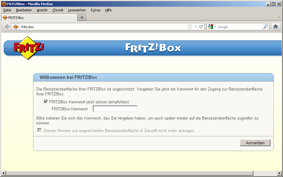 SIP Einrichtung mit einer Fritz!Box 7390 2 1. Starten Sie den Internet Browser Ihres PCs (i.d.r. Internet Explorer oder Mozilla Firefox) und geben Sie in die Adressleiste http://192.168.178.