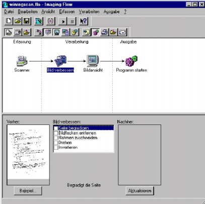 Abbildung 9: WinREGScan-Client mit Einstellparameter für die Bildverbesserung nach dem Scannen Beim Massenscannen erzeugt die verwendete Scansoftware einzelne Objekte, die in einer Objektliste in