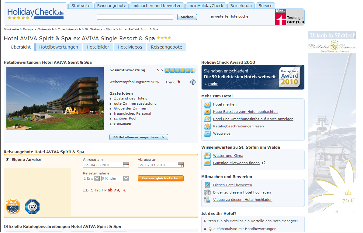 Abbildung 9: HolidayCheck Hotelseite 4.2.