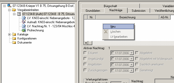 Nebenangebote werden beim AG als Dummy-Datei in ARRIBA importiert. Importieren Sie die d86-datei des Auftragnehmers in Ihre Vergabeeinheit.