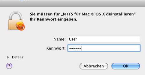 NTFS für Mac OS X 21 Anwenderhandbuch 5.