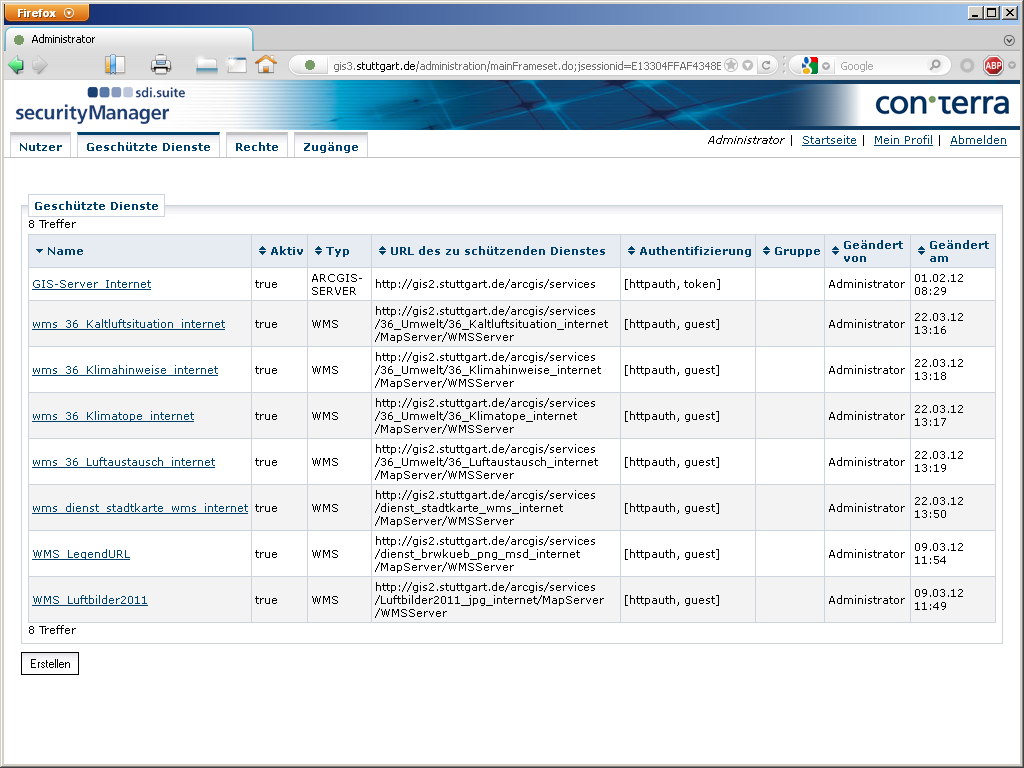 verwendete Technologien ArcGIS Server 9.3.