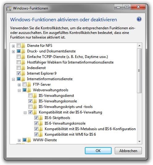 6.2 Windows Vista / 7 IIS 6-Kompatibilitäts-Features installieren Unter Systemsteuerung Kategorie Programme Kategorie Programme und