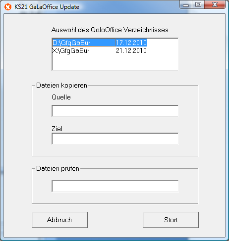 3»GaLaOffice 2«Update durchführen Die Dateien für die Aktualisierung von»galaoffice 2«befinden sich auf der beiliegenden Update-CDROM.