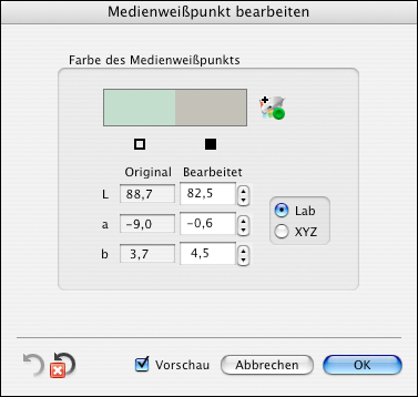 FIERY PROFILE EDITOR 81 3 Wählen Sie Farbmetrisch absolut als Wiedergabeart.