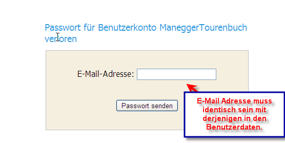 9. Passwort vergessen Wurde das Passwort vergessen, kann es über die Funktion Passwort verloren auf der Login Maske per E-Mail automatisch zugesendet werden.