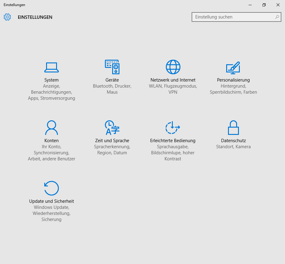 Einstellungen In Windows 10 wurden die Einstellungen überarbeitet.